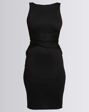 Utopia Tie Front Dress Black | Zando