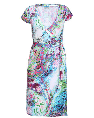 Chica-Loca Cap Sleeve Wrap Dress Multi-Coloured | Zando