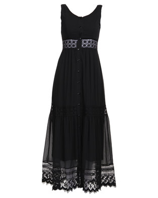 Catwalk 88 Nerita Lace Trimmed Maxi Dress Black | Zando