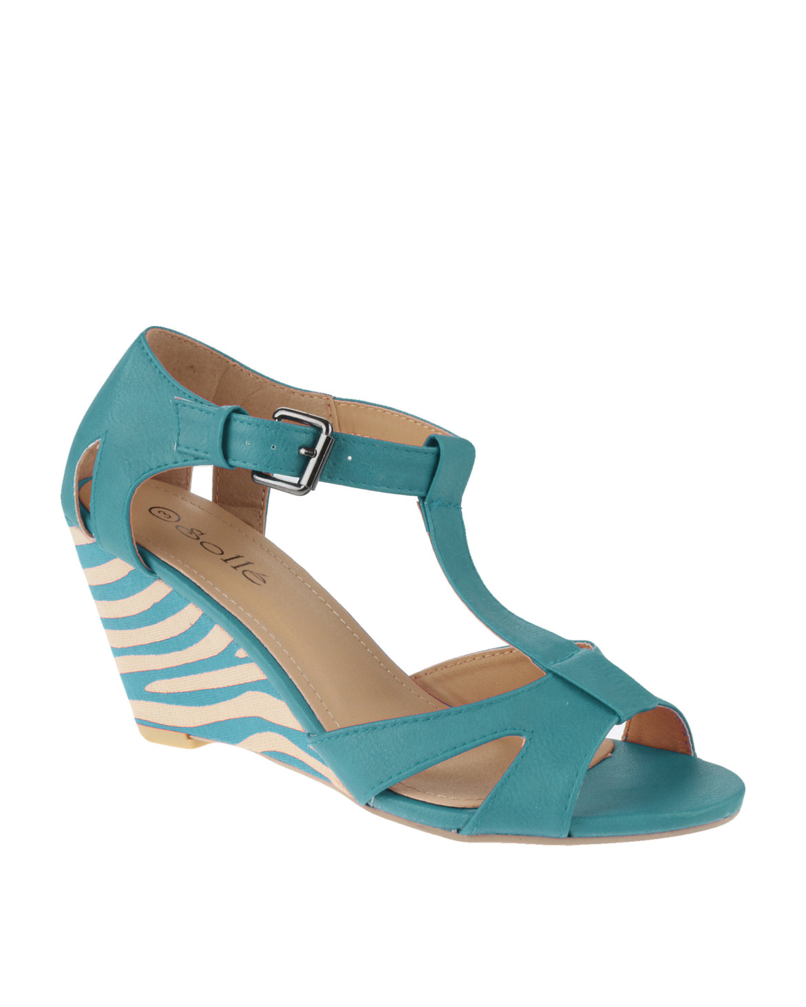 Solle Patterned Wedges Teal | Zando