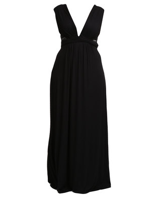Utopia Plus Maxi Dress with Lace Inset Black | Zando
