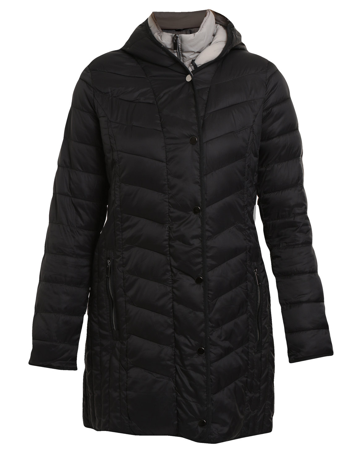 Queenspark Long Puffer Woven Jacket With Hood Black | Zando