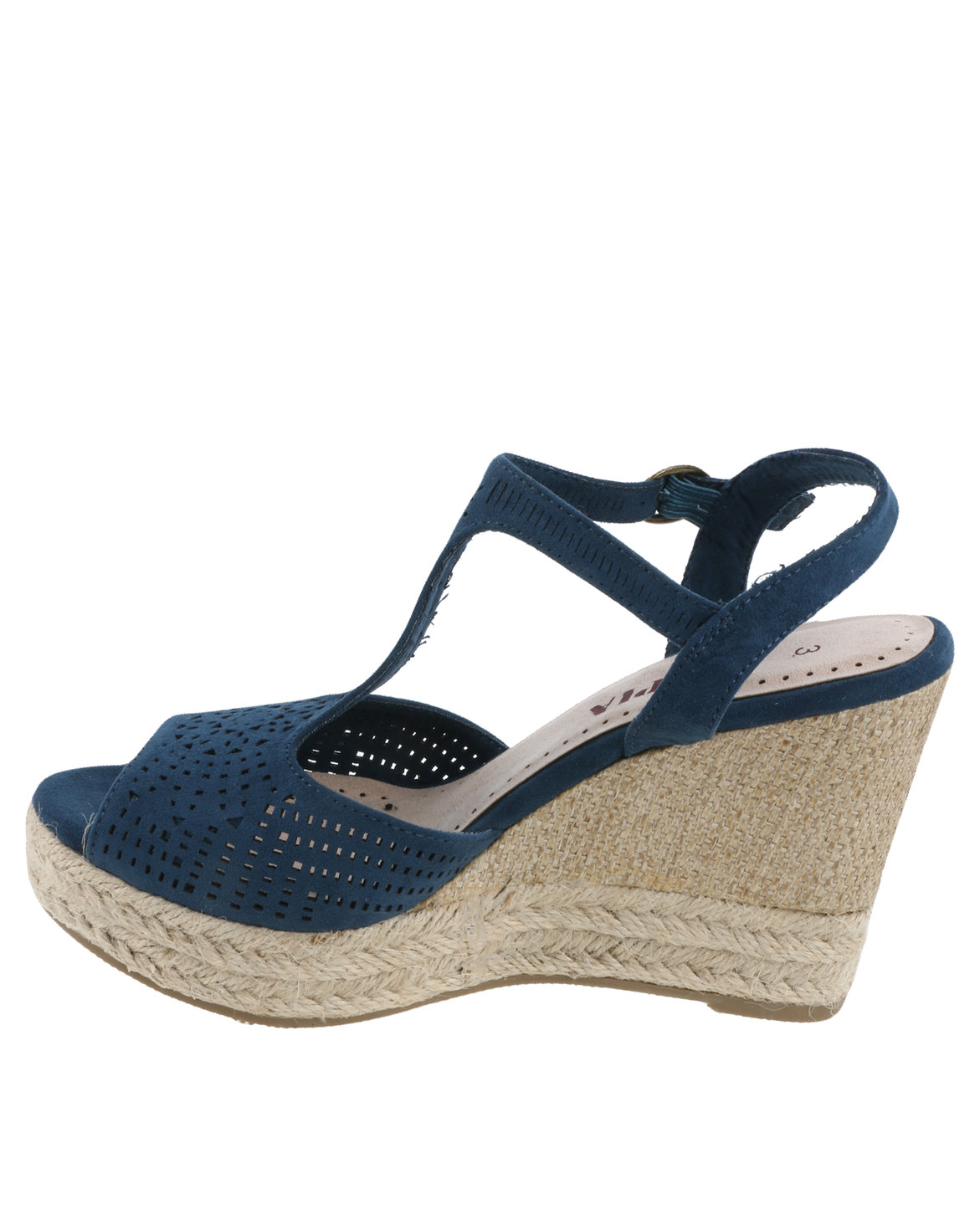 Utopia Lasered Espadrille Wedge Sandal Navy | Zando