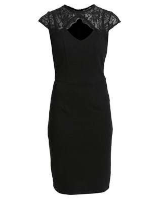 Utopia Bodycon Dress with Lace Detail Black | Zando