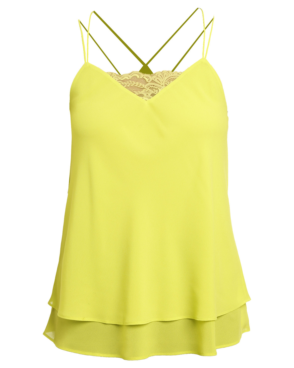 New Look Lace Trim Double Strap Layered Cami Lime Green | Zando