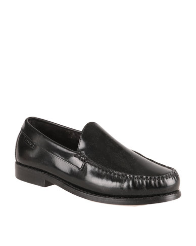 Bronx Men High Shine Plain Vamp Formal Leather Slip on Shoe Black | Zando