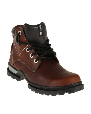 Bronx Men Trap Leather Lace Up Boot Brown | Zando