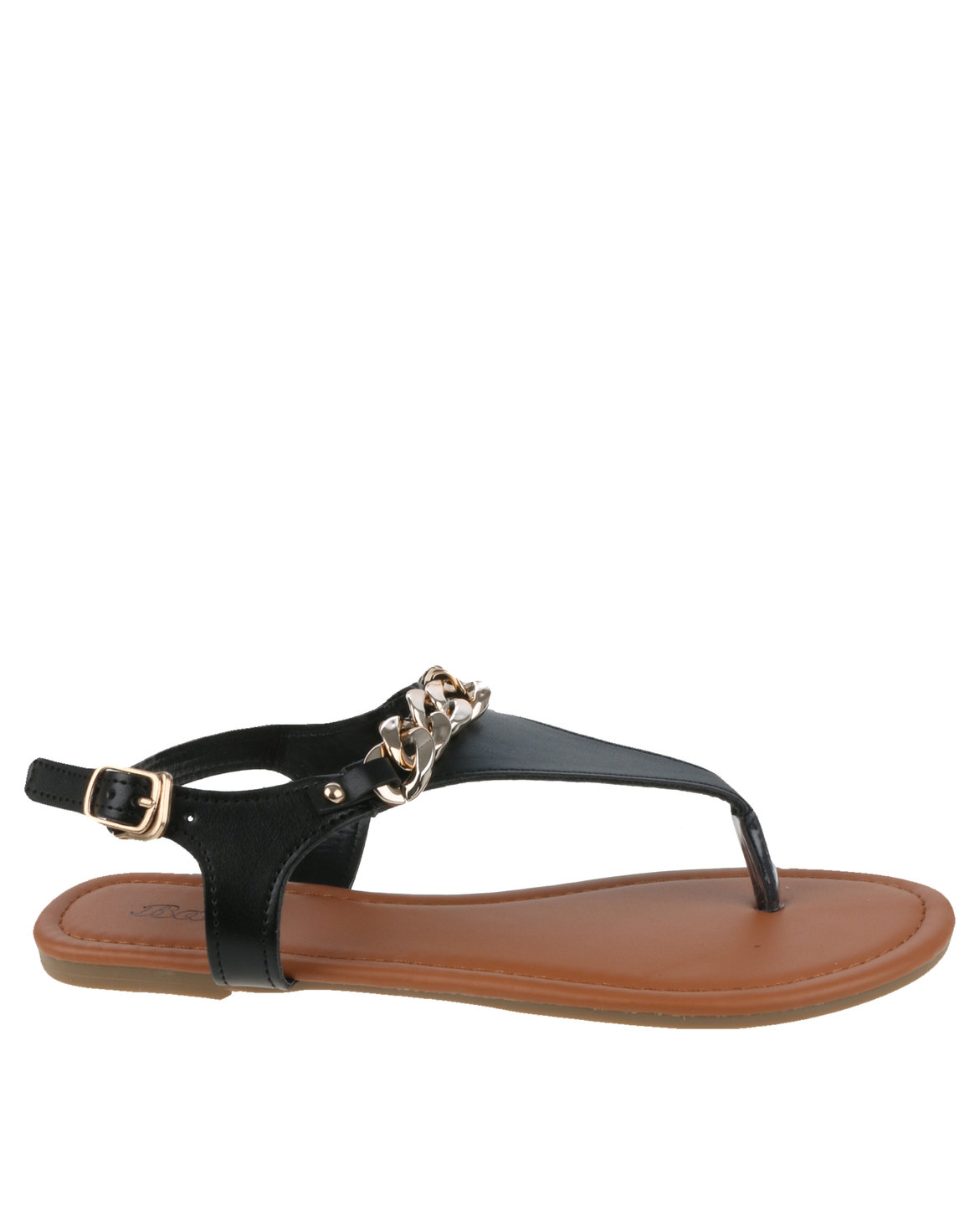 Bata Ladies Sandals With Gold Chain Detail Black | Zando