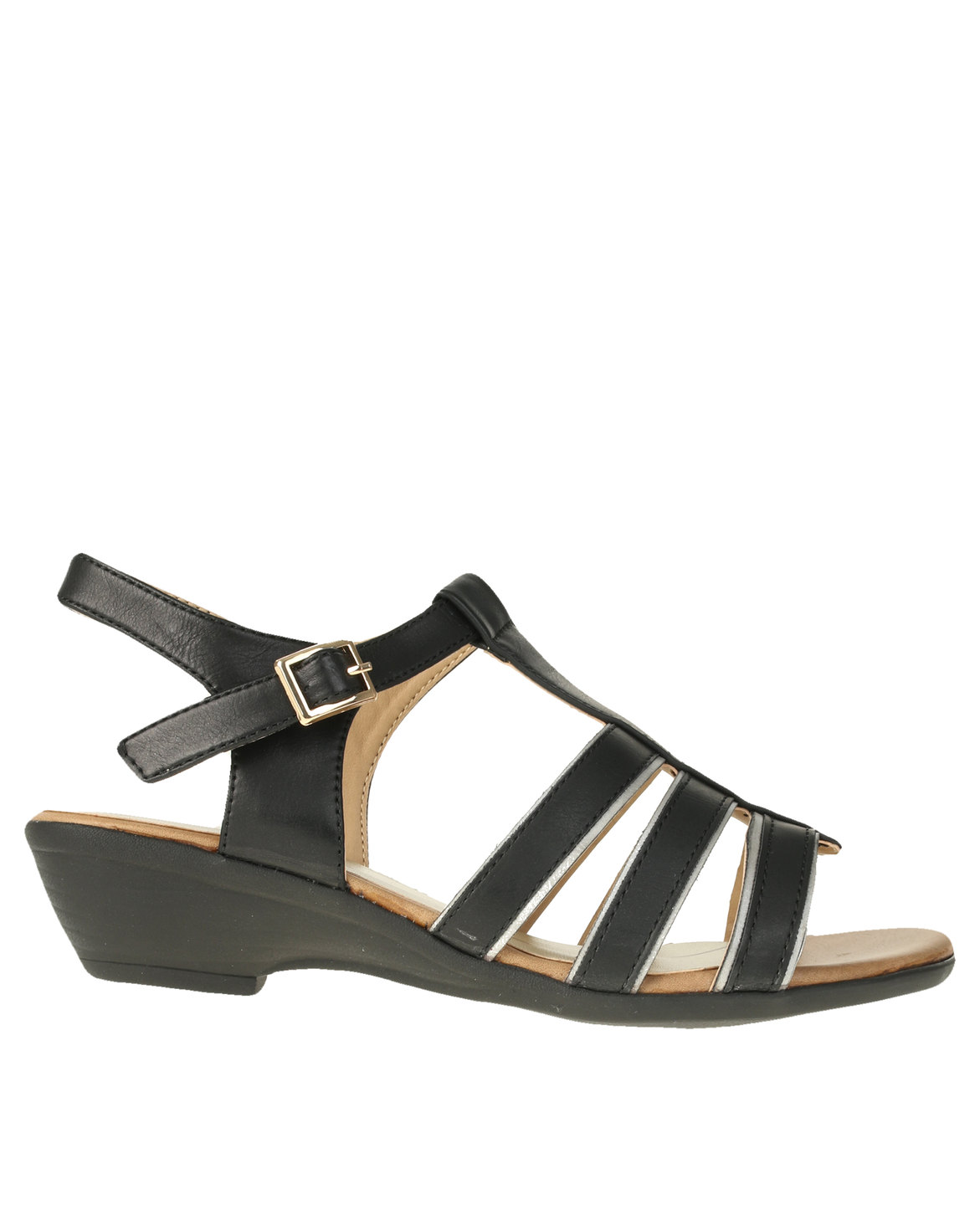 DR Hart Delia Low Heeled Ankle Strap Sandal Black/Silver | Zando