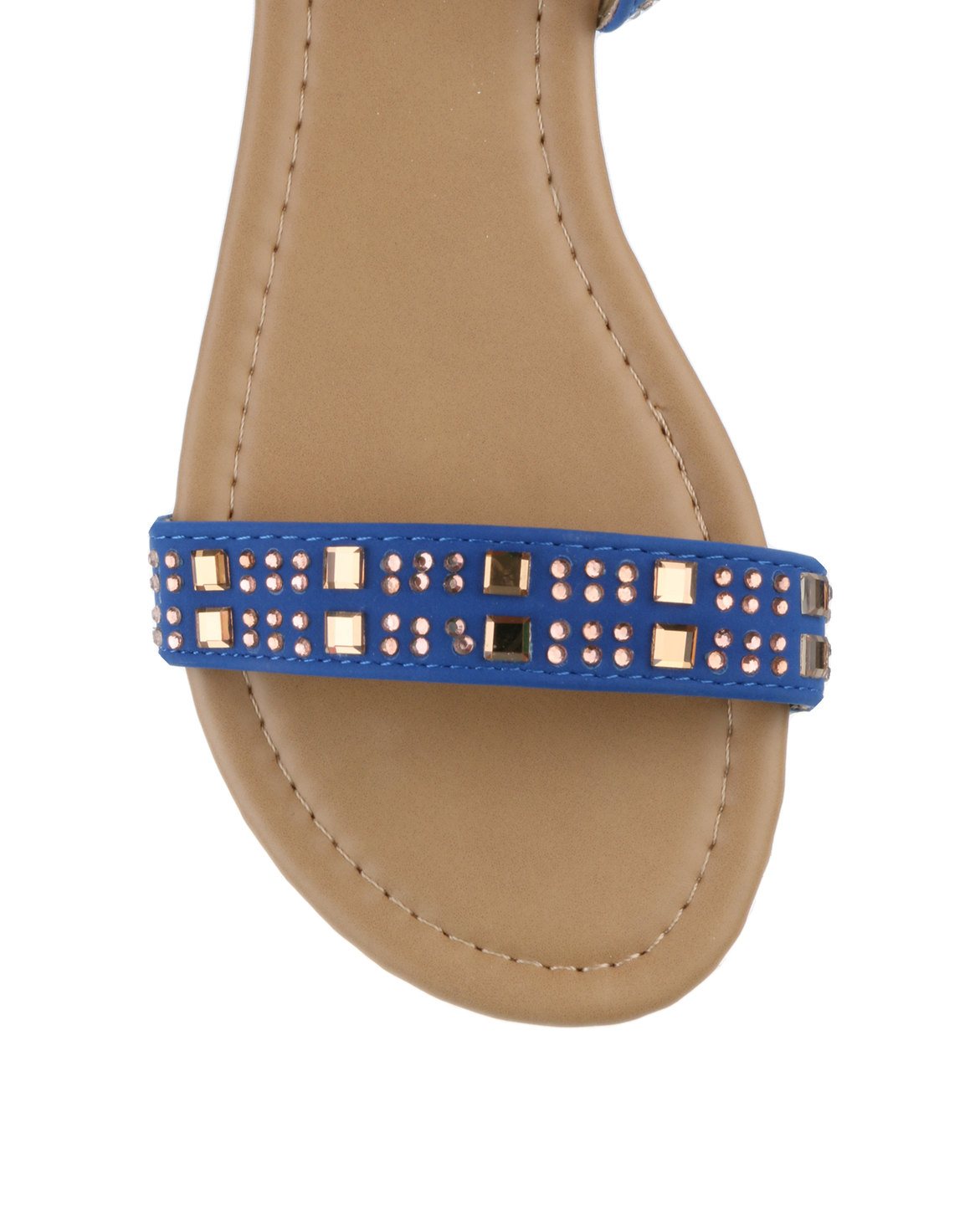 AWOL Flat Embellished Multi Strap Sandal Blue | Zando