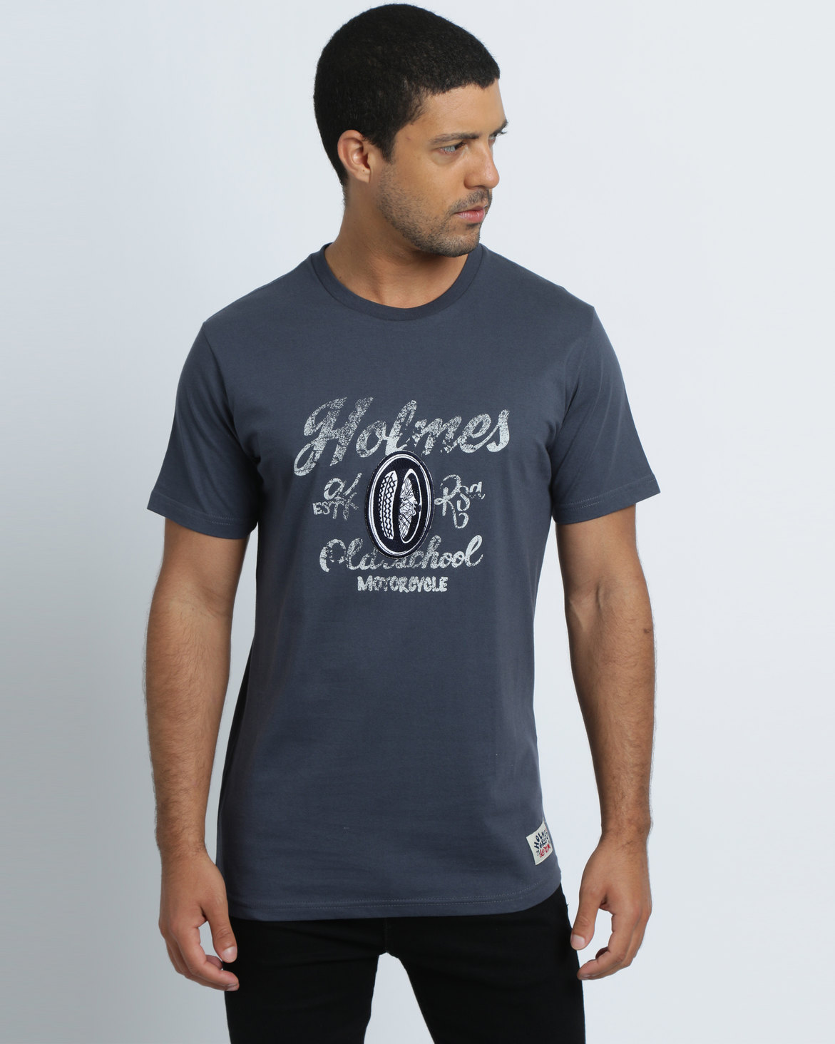 Holmes Bros Motorbike Wheel Short Sleeve T-Shirt Navy | Zando