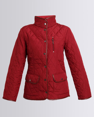 Queenspark Woven Long Sleeve Puffer Jacket Red | Zando
