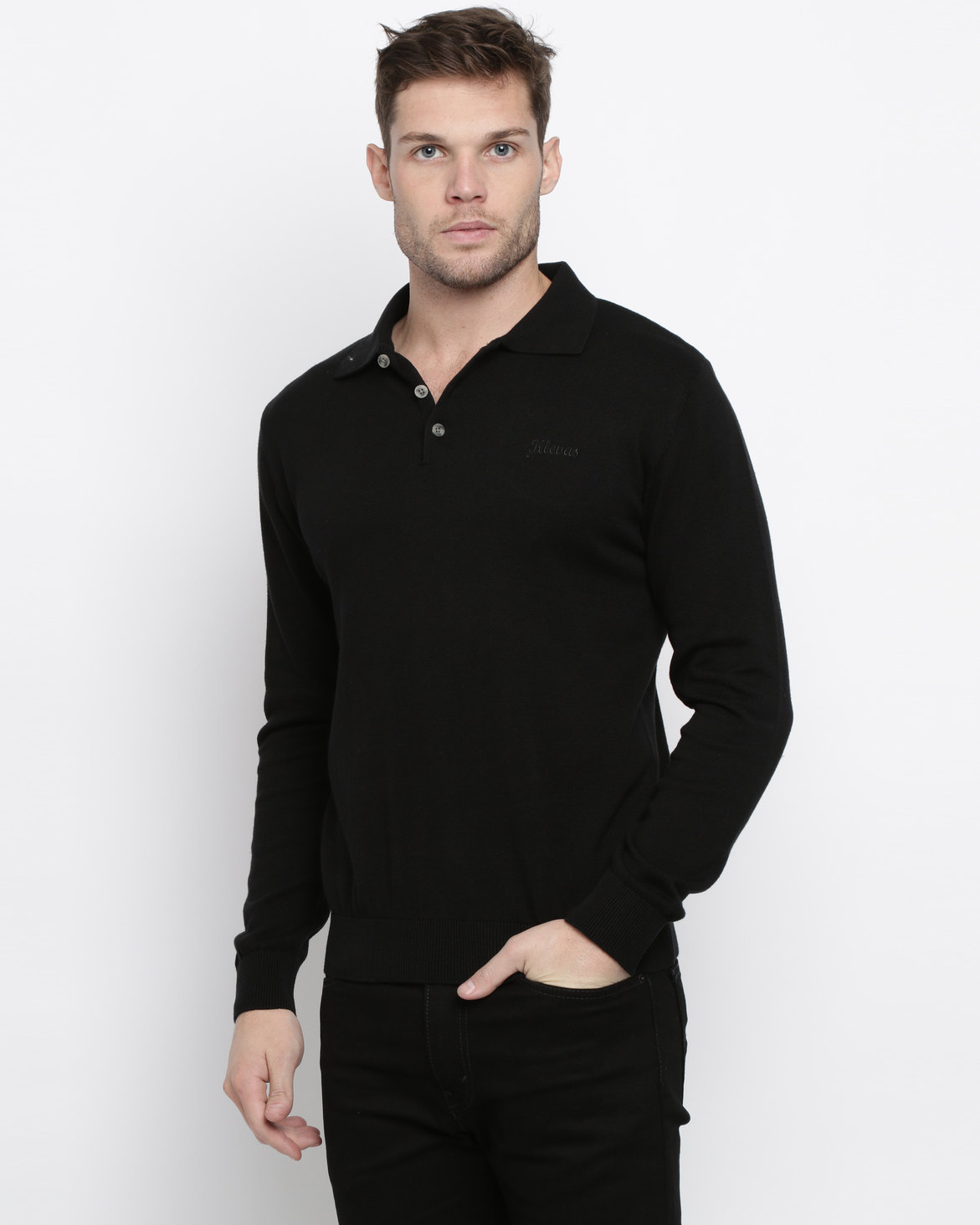 Klevas Classic Collar Knitwear Black | Zando