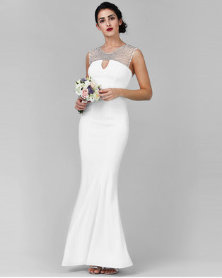 City Goddess London Embellished Neckline Maxi Wedding