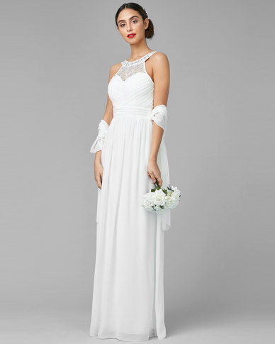 City Goddess London Embellished Chiffon Maxi Wedding Dress