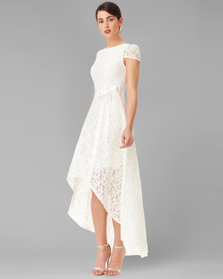 City Goddess London Asymmetric Lace Maxi Wedding  Dress  