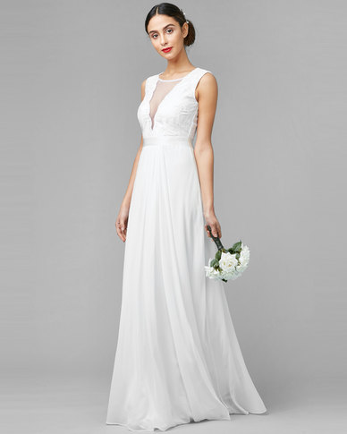 City Goddess London V Neckline Chiffon Maxi Wedding Dress