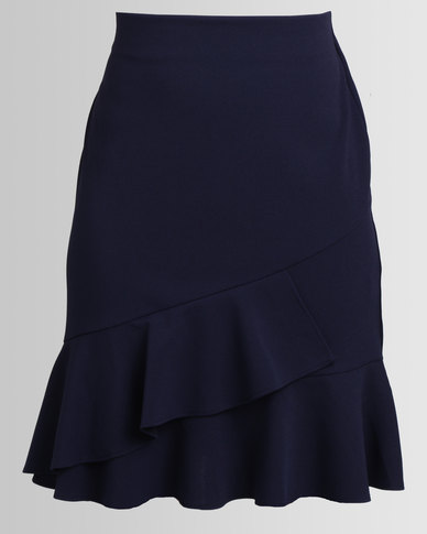 Cath Nic By Queenspark Frill Detail Woven Skirt Navy | Zando