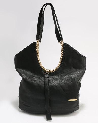 Blackcherry Bag Hobo Handbag With Chain Detail Black | Zando