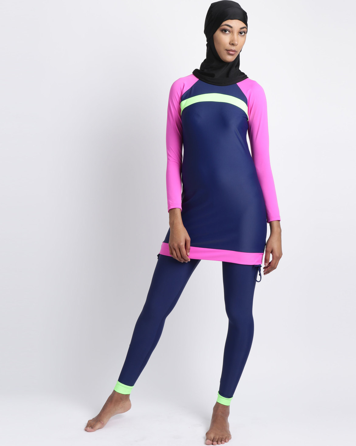 Accentuate Modest Active Swimwear Set Sporty Navy/Pink & Lime | Zando