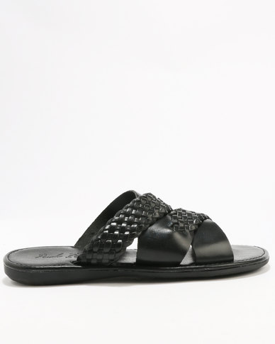 Paolo Falcone Lauro Leather Casual Slip On Sandal Black | Zando