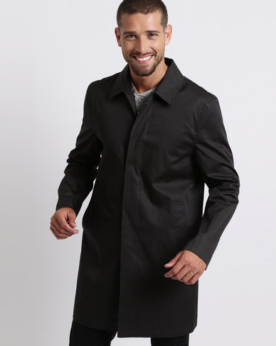 New Look Button Front Mac Coat Black | Zando