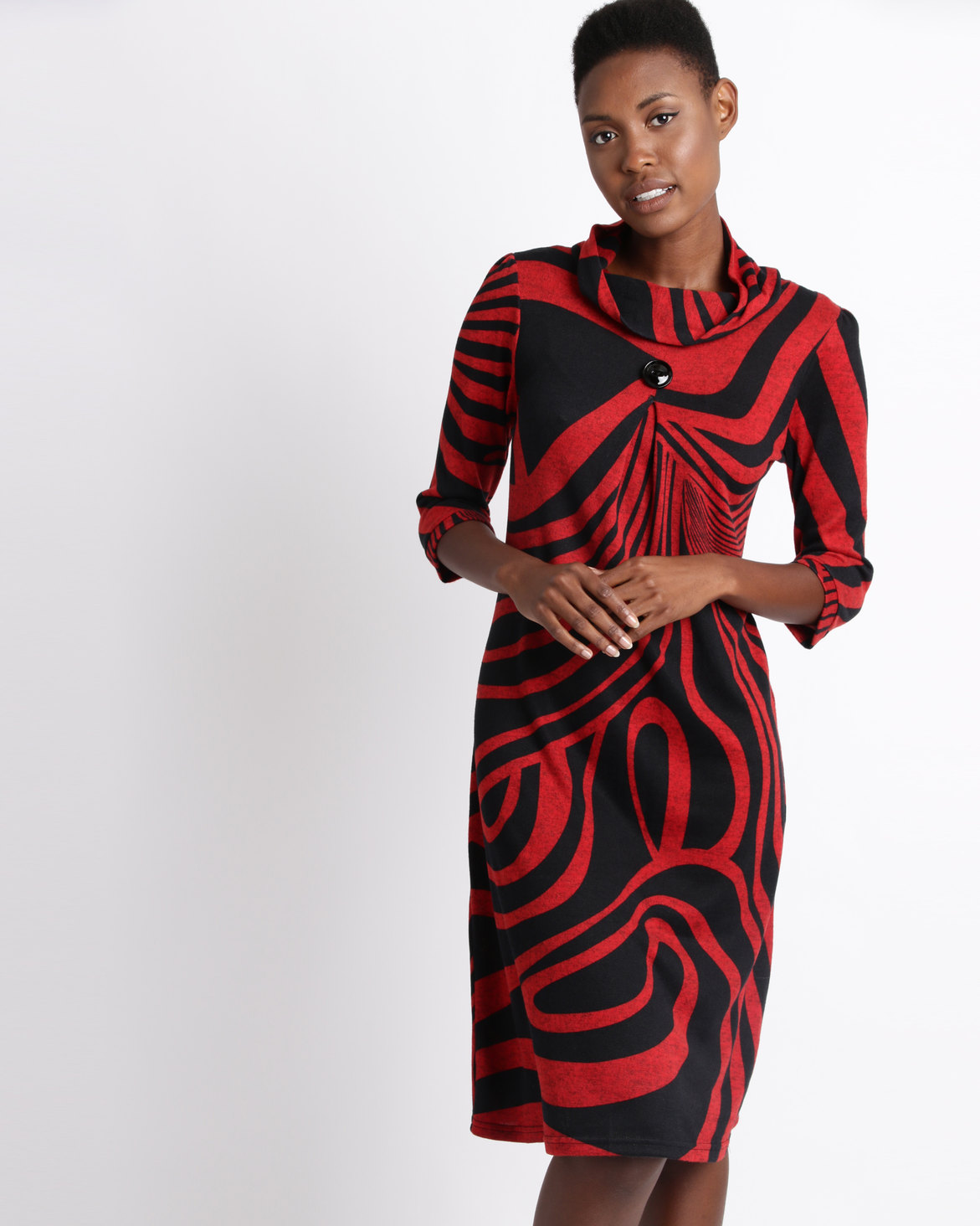 Queenspark Ripple Effect Cashmillion Knit Dress Red | Zando