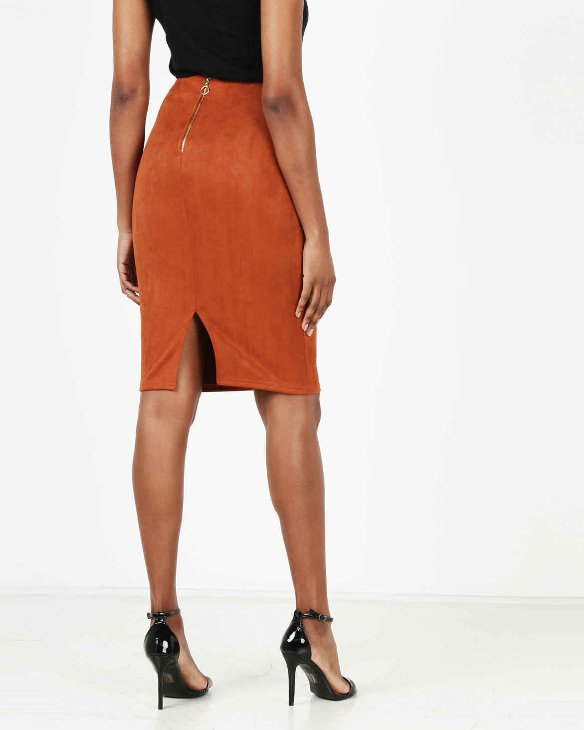 Legit Suede Pencil Skirt Tobacco | Zando