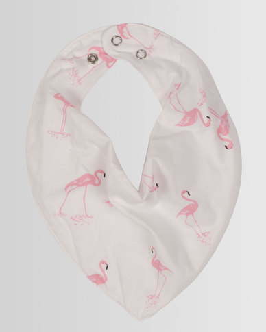  Kapas  Baby  Dribble Bib Flamingos White Zando