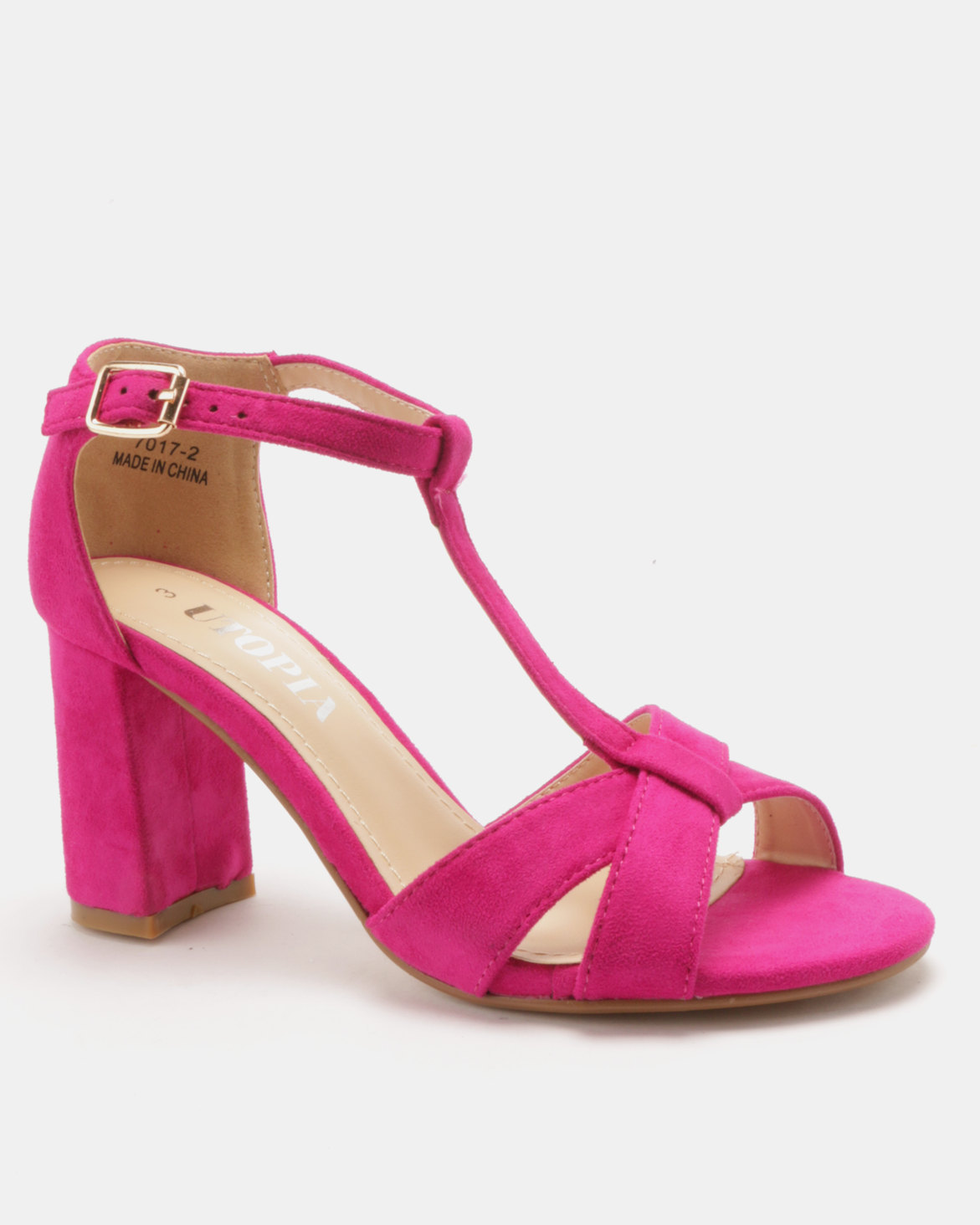Utopia T Vamp Block Heel Sandals Dark Pink | Zando