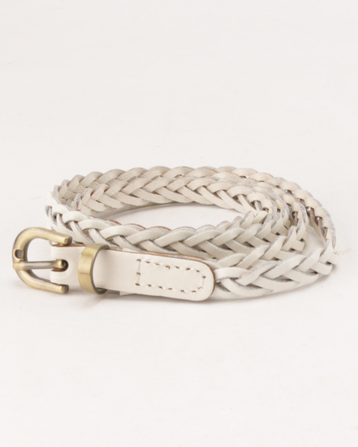 All Heart Genuine Leather Braided Belt White | Zando