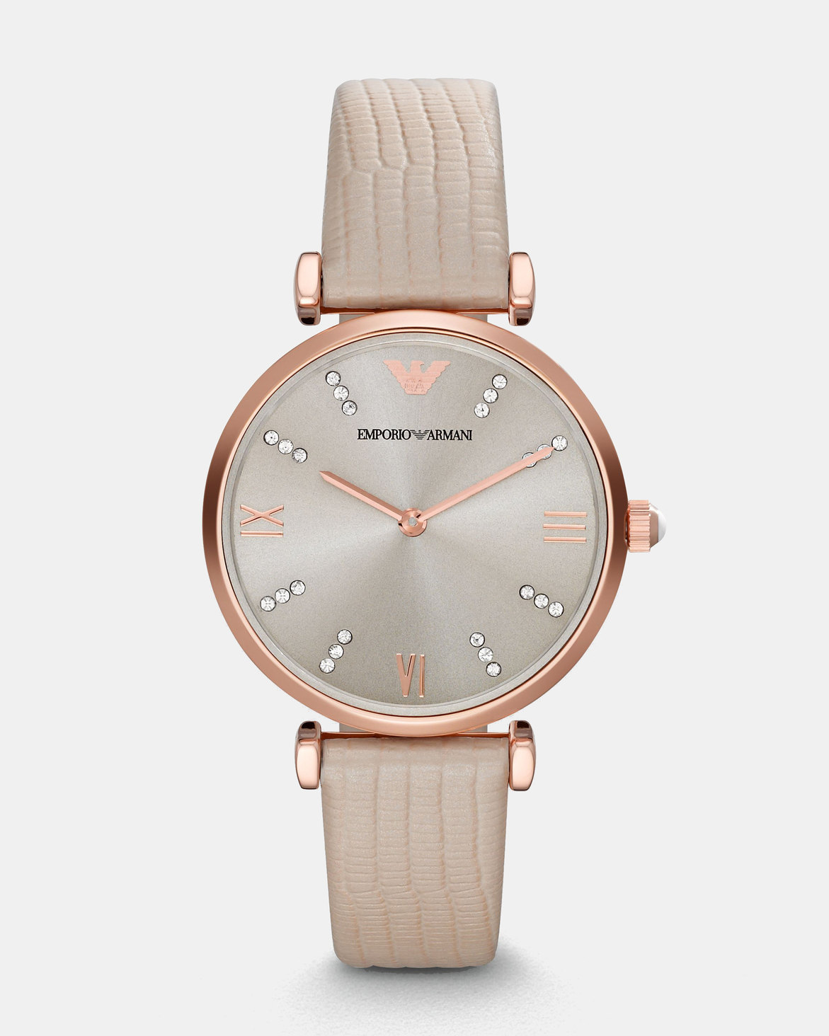 Emporio Armani Gianni T-Bar Leather Watch Rose Gold | Zando