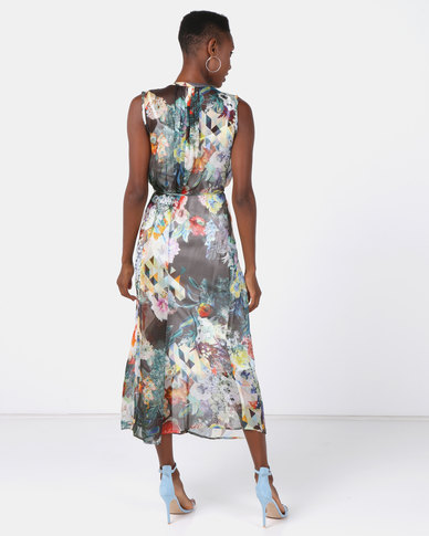 Miss Cassidy Patchwork Silk Dress Blue | Zando