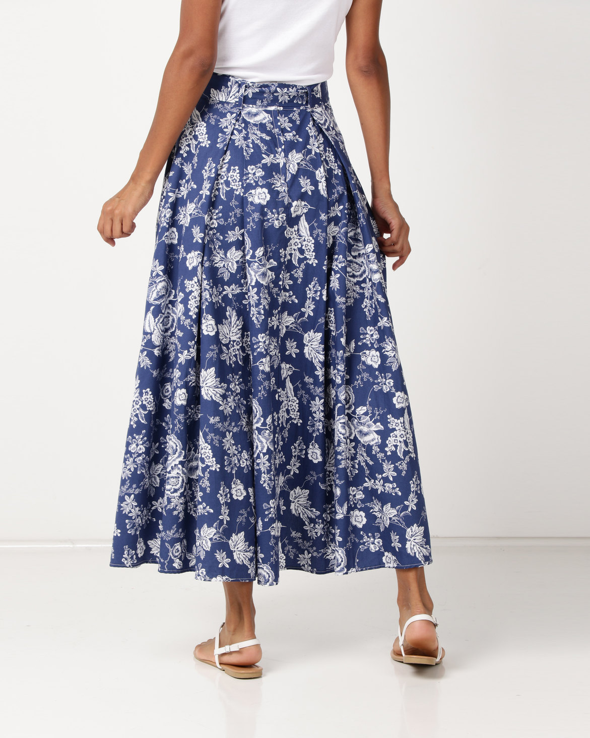 Queenspark Floral Printed High/Low Woven Skirt Blue | Zando