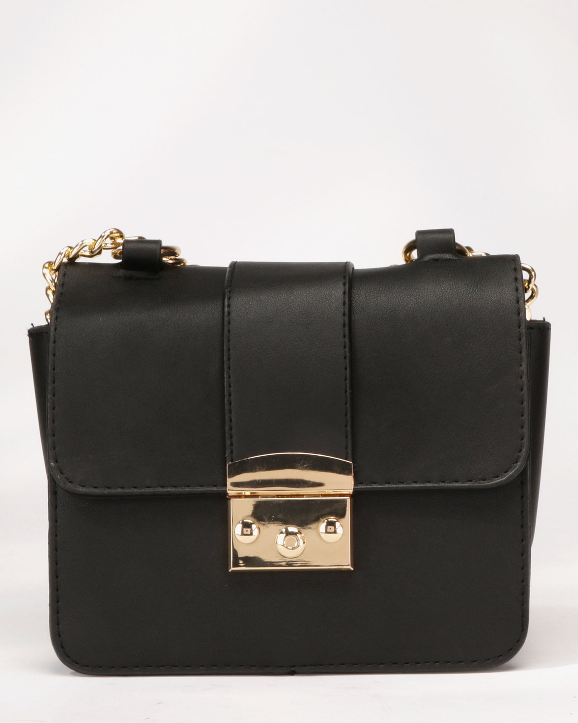 Legit Gold Clasp Chain Strap Cross Body Bag Black | Zando