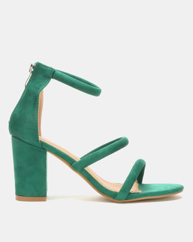 Jada Microfibre Strappy Heels Emerald Green | Zando