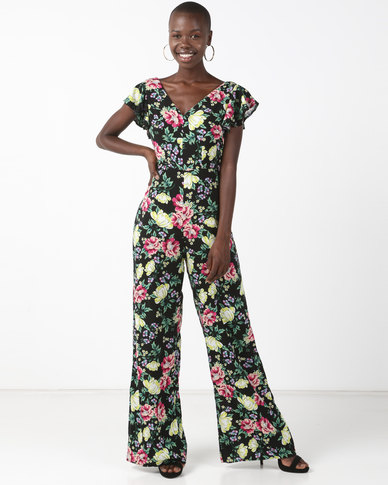 Legit V-Neck Flutter Sleeve Jumpsuit Multi | Zando