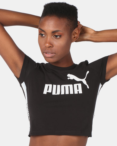 Puma Sportstyle Core Tape Logo Cropped Tee Black | Zando