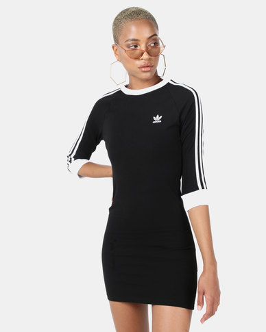 adidas Originals 3/4 Sleeve 3 Stripe Dress Black | Zando