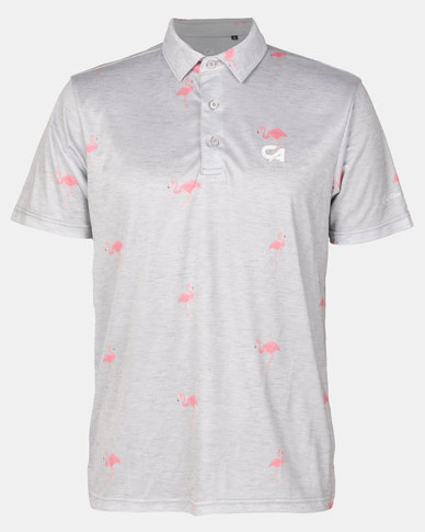 CUSTOM APPAREL Flamingo Golf Shirt Grey/Pink | Zando
