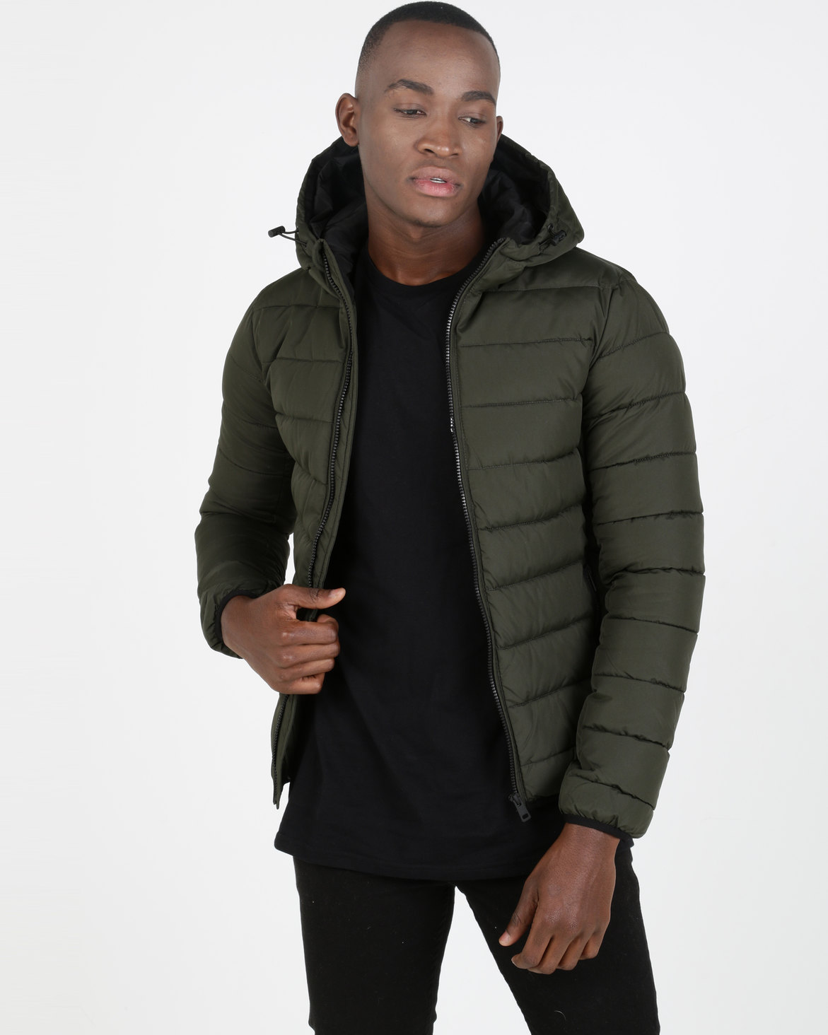 New Look Hooded Puffer Jacket Khaki | Zando