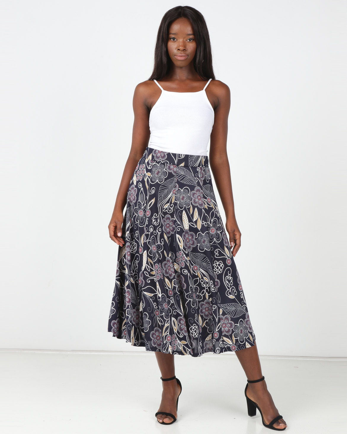 Queenspark Wisteria Print Knit Skirt Navy | Zando