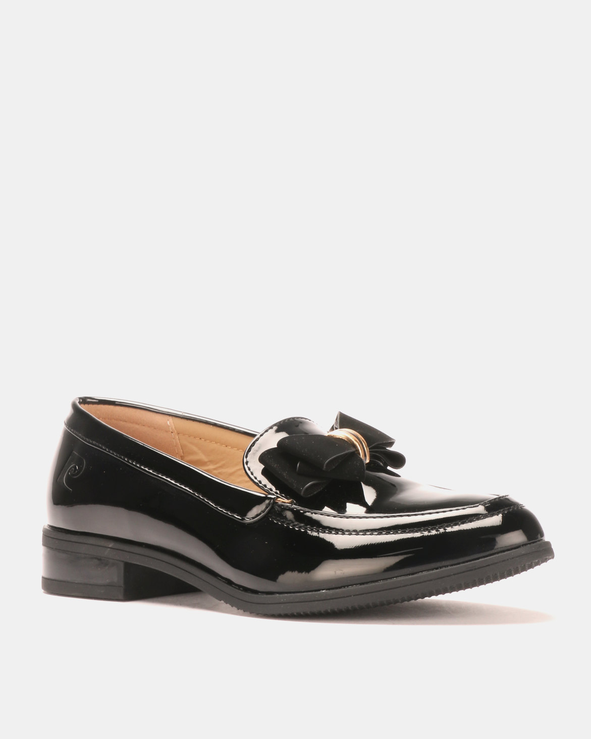 Pierre Cardin Patent Bow Trim Loafer Black | Zando