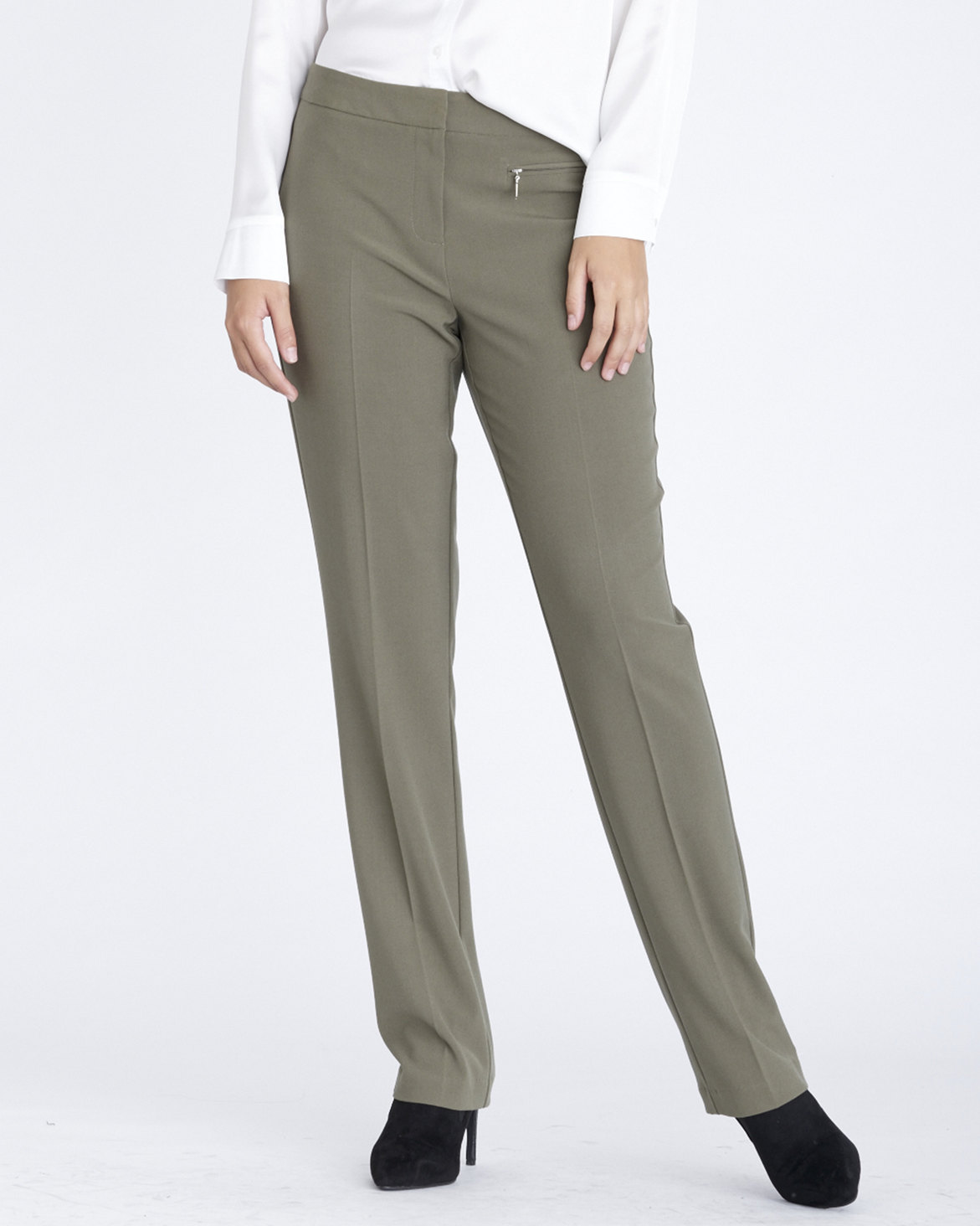 Contempo Straight Lleg Stretch Pants Khaki | Zando