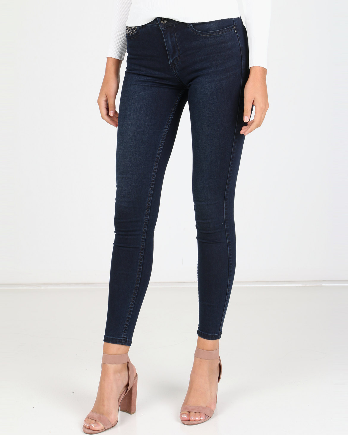 Sissy Boy Axel Mid-rise With Bling Skinny Jeans Blue Black | Zando