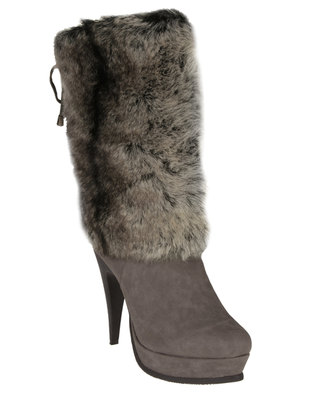 Luichiny Faux Fur Detail Boots Grey | Zando