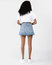 Button Front Mini Skirt Blue