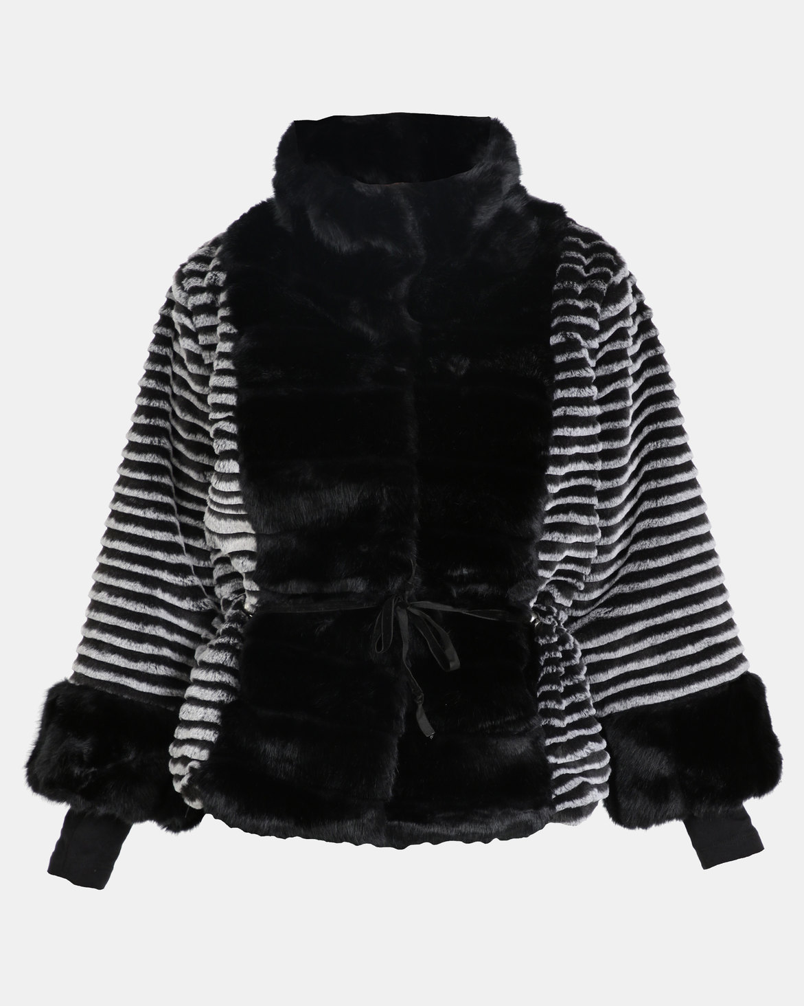 cath.nic By Queenspark Cropped Fun Faux Fur Woven Jacket Black | Zando