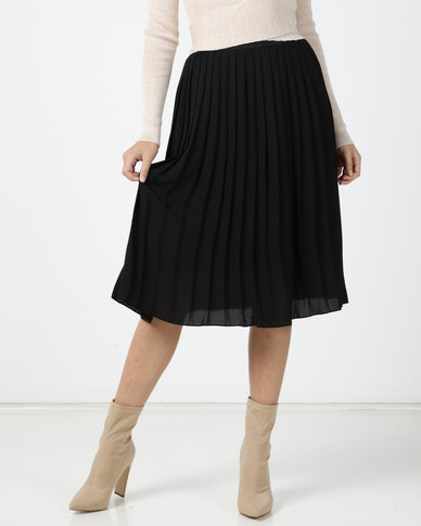 Legit Pleated Midi Skirt Black | Zando