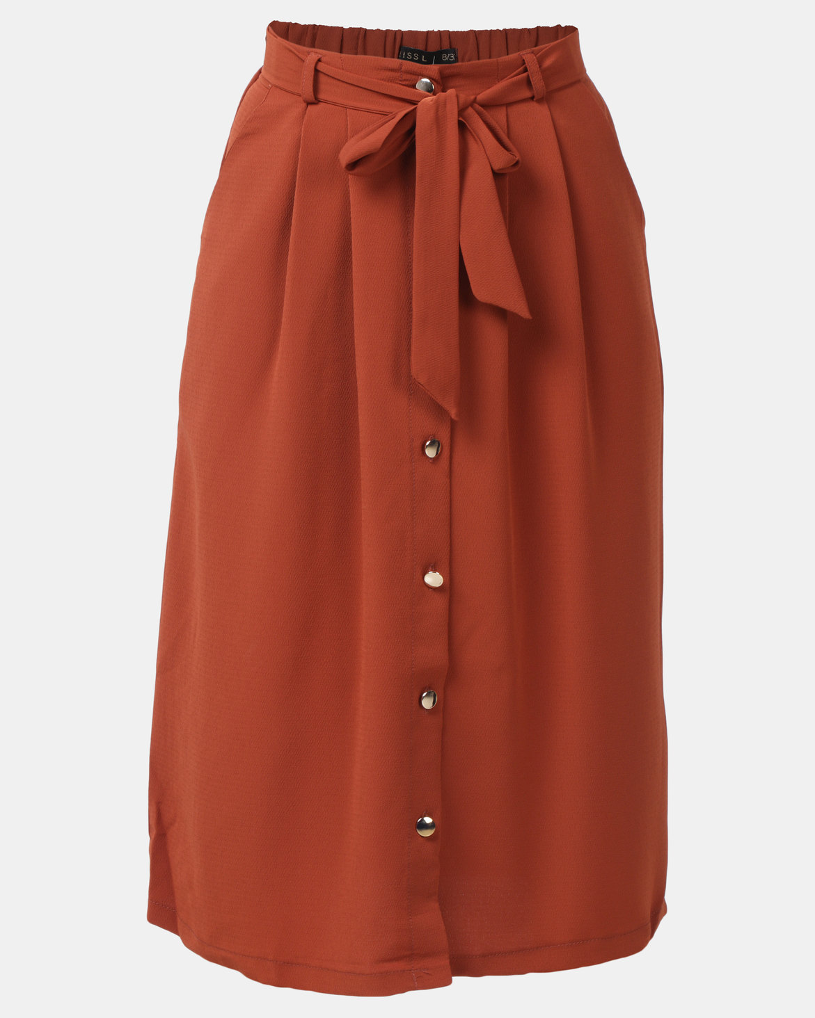 Legit Button Front Midi Skirt Rust | Zando